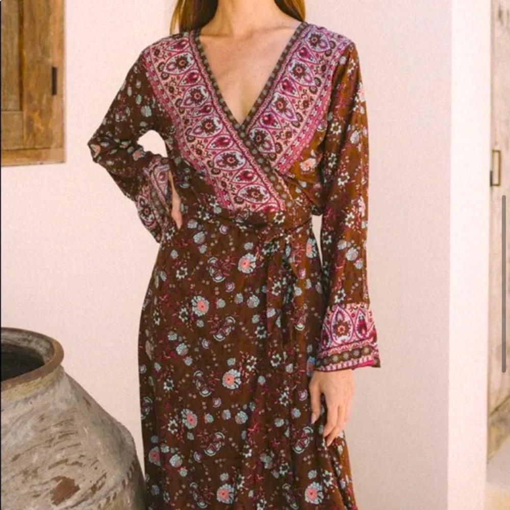Aura Moroccan Midi Wrap Dress